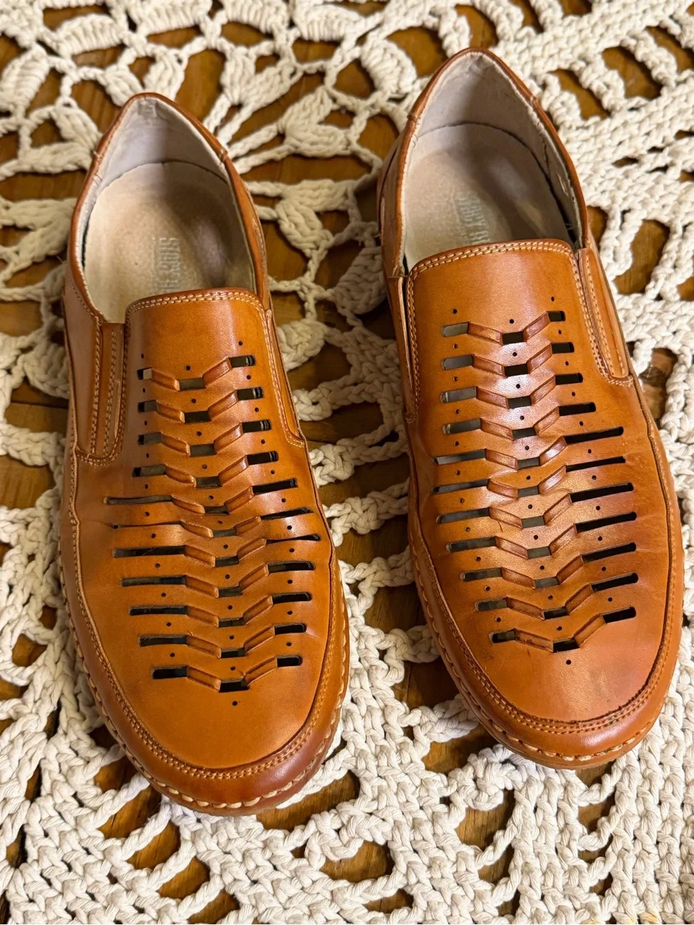 Stacy Adams Naples Mens 10M Brown leather vented Slip On Loafers luxury resort